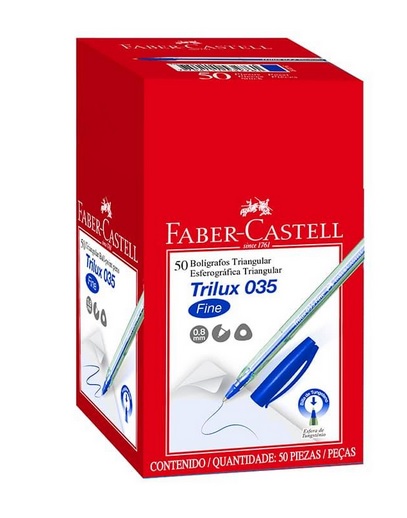 FABER CASTELL LAPICERO 035 TRILUX AZUL CJX50