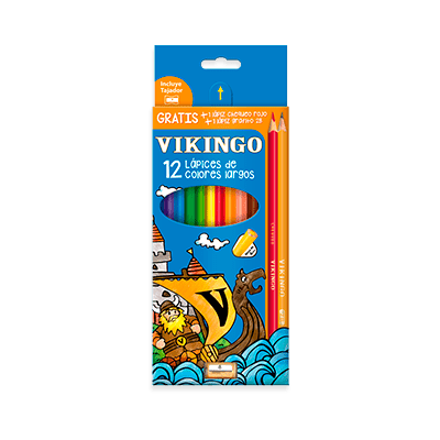 VIKINGO COLORES X12 LARGO CAJA AZUL