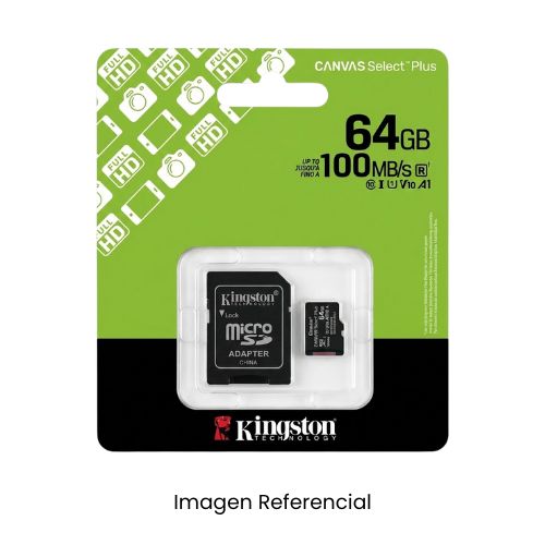 KINGSTON MEMORIA SD 64GB C10 UHS-I A1 V10 100MB/S ADAPTADOR SD 
