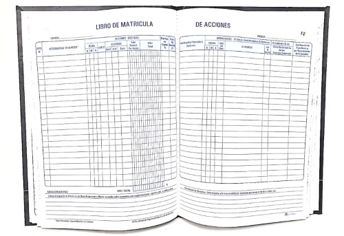 LIBRO DE MATRICULA DE ACCIONES 50 FOLIOS