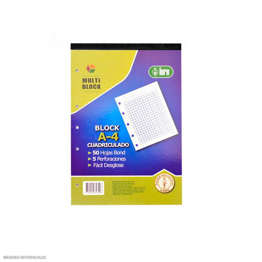 LORO BLOCK A4 50H CUADRI DISEÑO