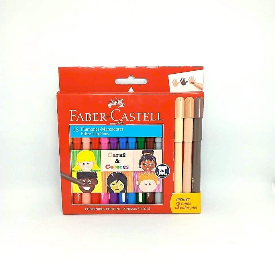 FABER CASTELL PLUMON 45 FIESTA X12+3PLU CARAS