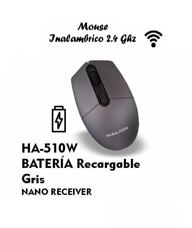 HALION MOUSE INALAMBRICO HA-M510W NEGRO RECARGABLE