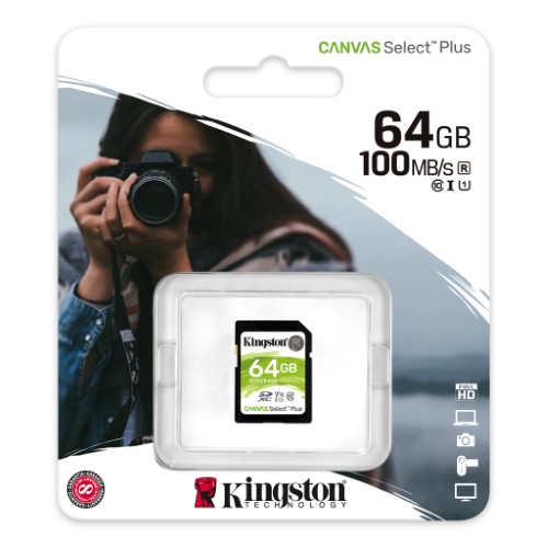 KINGSTON MEMORIA SDHC 64GB 100MB/S C10 UHS-I PARA CAMARAS