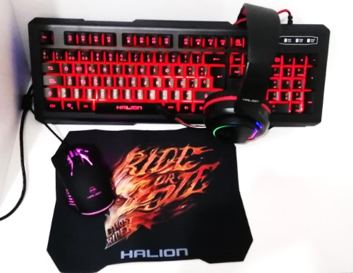 HALION KIT GAMER PANTRO HA-880C MOUSE + TECLADO + AUDIFONO + PAD
