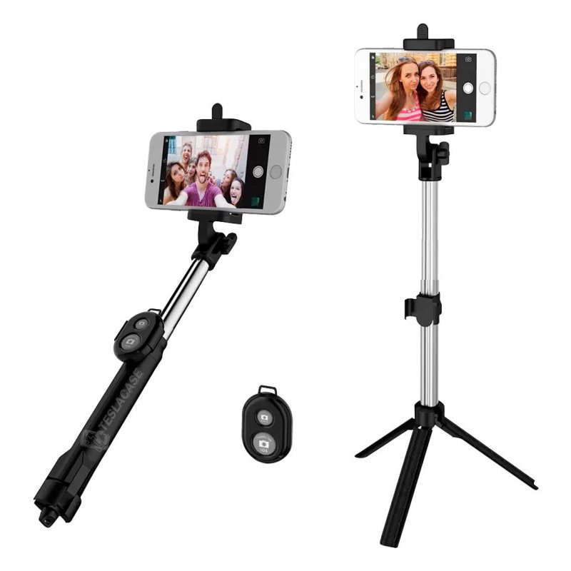 PALITO SELFIE CON TRIPODE BLUETOOTH LUZ LED AJUSTABLE CARGA TIPO C NEGRO / WEP-P20S / V05S 