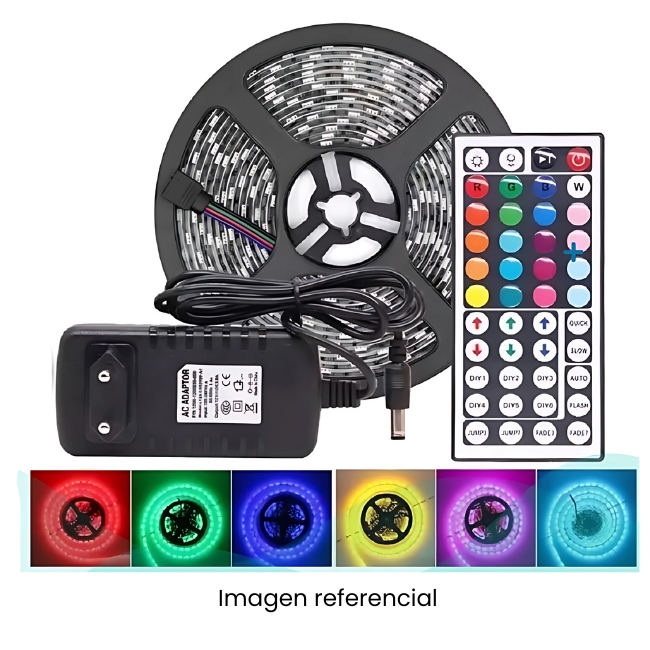 CINTA LED RGB 5M + CONTROL + CARGADOR