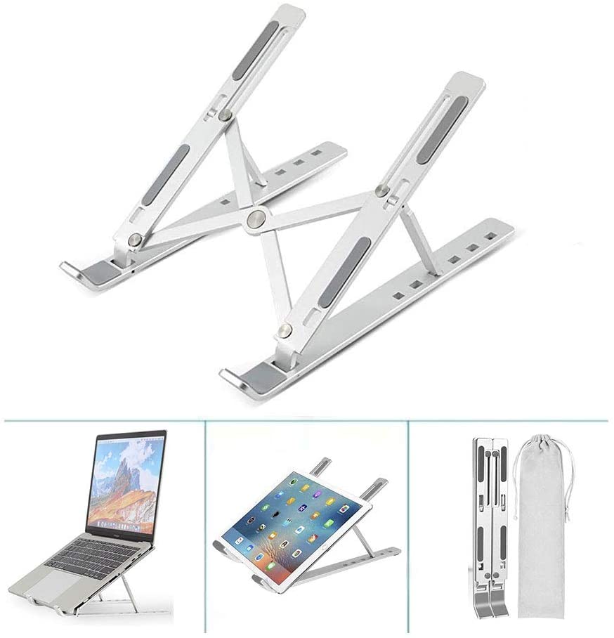 SOPORTE DE LAPTOP + TABLET REGULABLE ALUMINIO CON FUNDA