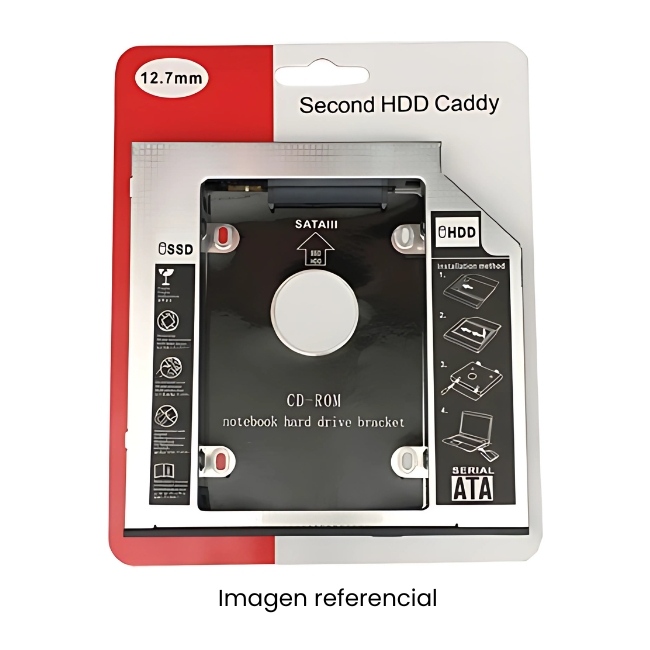 CADDY 12.7MM PARA LAPTOP 2ND HDD SSD DISCO DURO SATA CD DVD-ROM