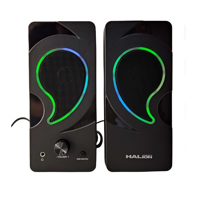 HALION PARLANTE HA-S334 RMS:3WX2 LUCES LED, USB + AUDIO GAMER
