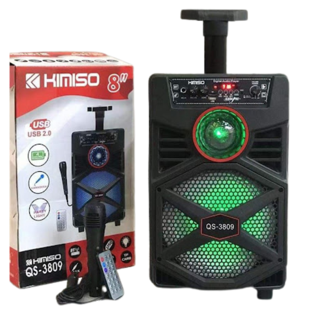 KIMISO PARLANTE 8PULG BLUETOOTH + MICROFONO QS-3808 AMPLIFICADOR