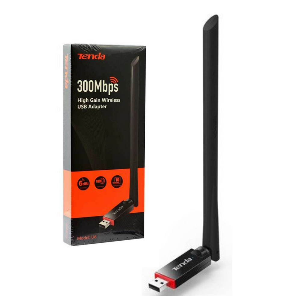 TENDA ADAPTADOR ANTENA WIFI N300 USB 6dBI U6