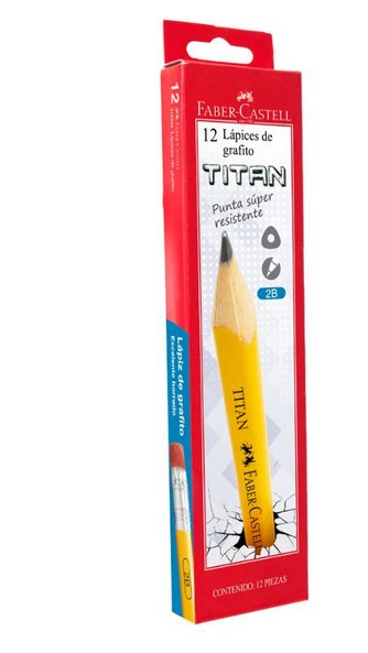 FABER CASTELL LAPIZ TITAN 2B GRAFITO C/BORR CJX12 AMARILLO