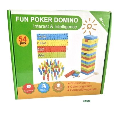 POKER DOMINO/JENGA DE MADERA 54PCS