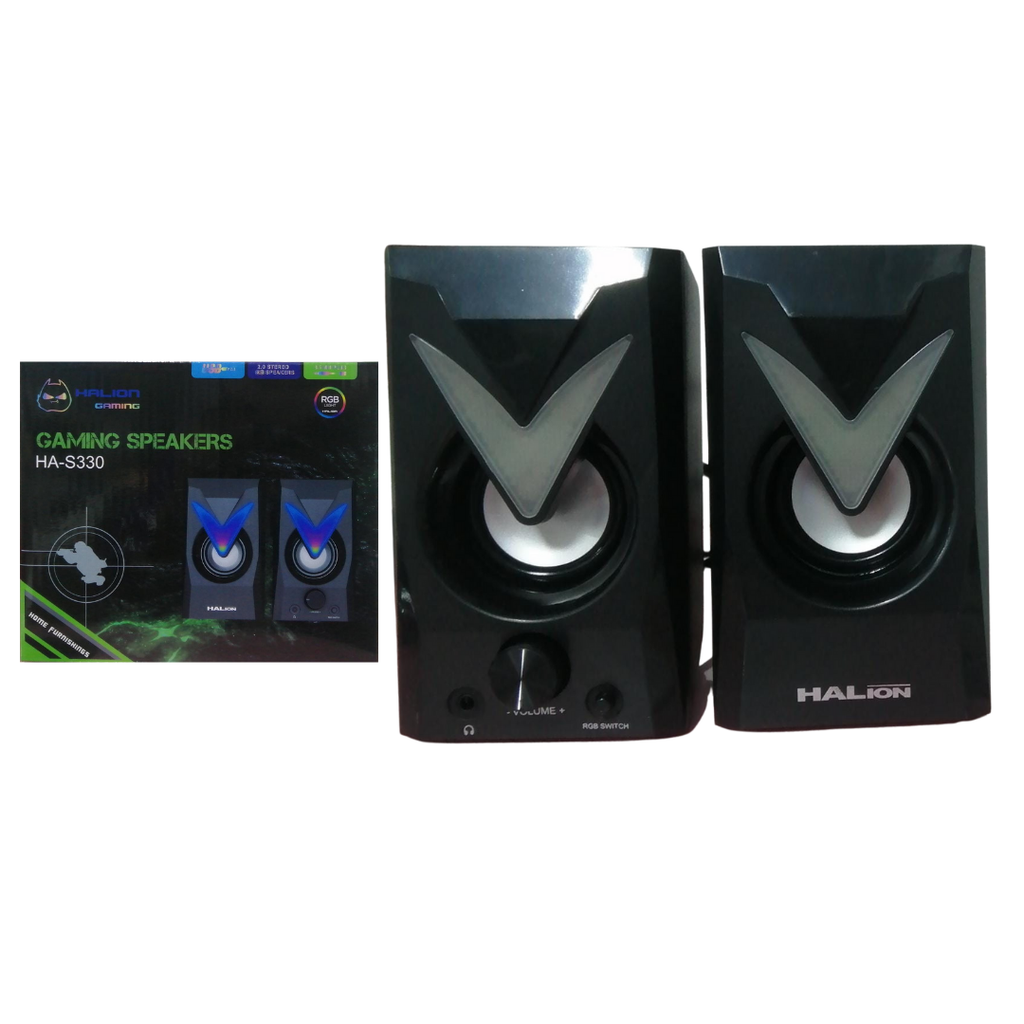 HALION PARLANTE 2.0 HA-S330 USB + AUDIO 5WX2 LUZ RGB GAMER