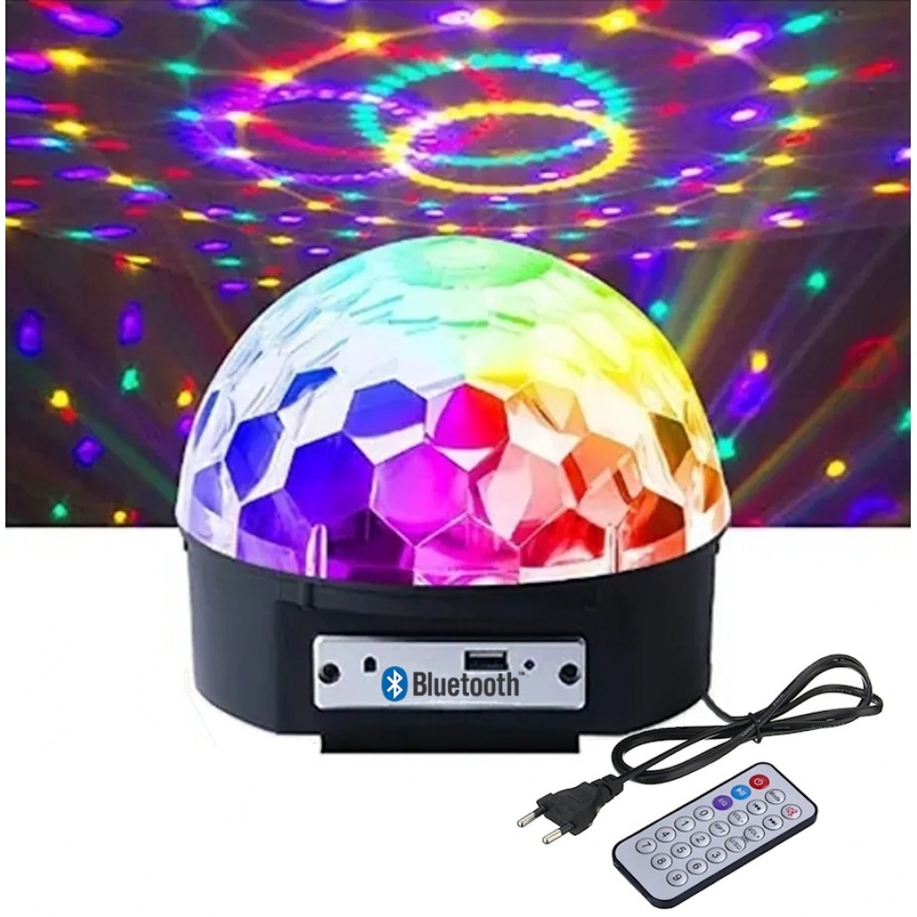 PARLANTE BLUETOOTH DISCO LUCES GIRATORIO + LECTOR USB