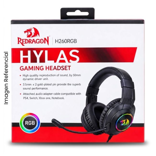 REDRAGON AUDIFONOS GAMER HYLAS NEGRO H260-RGB 3.5MM + USB
