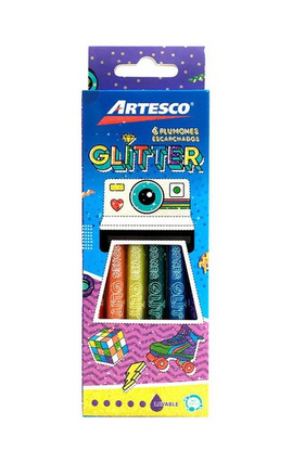 ARTESCO PLUMONES DELG GLITTER X6