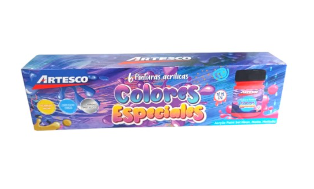 ARTESCO PINTURA ACRILICA COLORES ESPECIALES X6