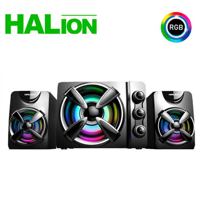 HALION PARLANTE SUBWOOFER 2.1 HA-S287 RMS:5W 3WX2 USB + AUDIO RGB GAMER