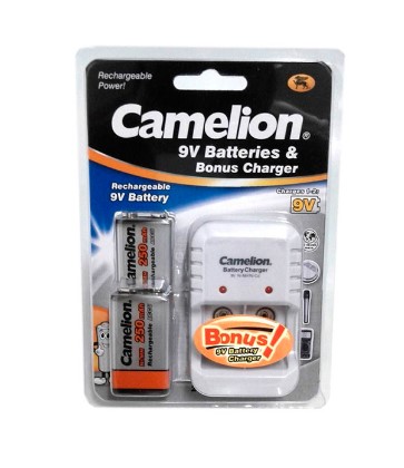 CAMELION CARGADOR DE BATERIAS 9V BC1020 + 2 PILAS 9V Ni-MH 250mAh