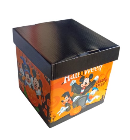 CAJA DE CARTON ARMABLE 15X15 DISEÑO HALLOWEN