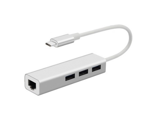 ADAPTADOR HUB TIPO C A USB 2.0 X3 + RJ45 X1