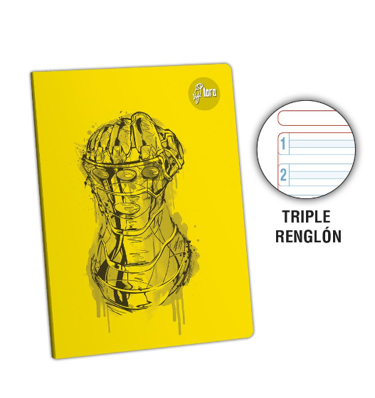 LORO CUADERNO A4 TRIPLE	RENGLON SOLIDO AVENGERS MONOCROMATICO 80H