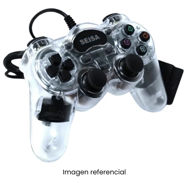 SEISA JOYSTICK PS2 TRANSPARENTE CABLEADO CONEXIÓN PSII SJ803TM MANDO GAMER
