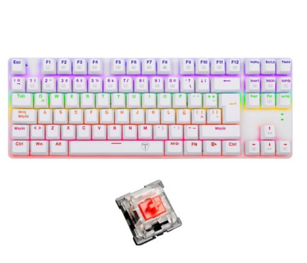 T-DAGGER TECLADO GAMER MECANICO BORA BLANCO T-TGK313W-RD-SP RAINBOW ESPAÑOL RED SWITCH