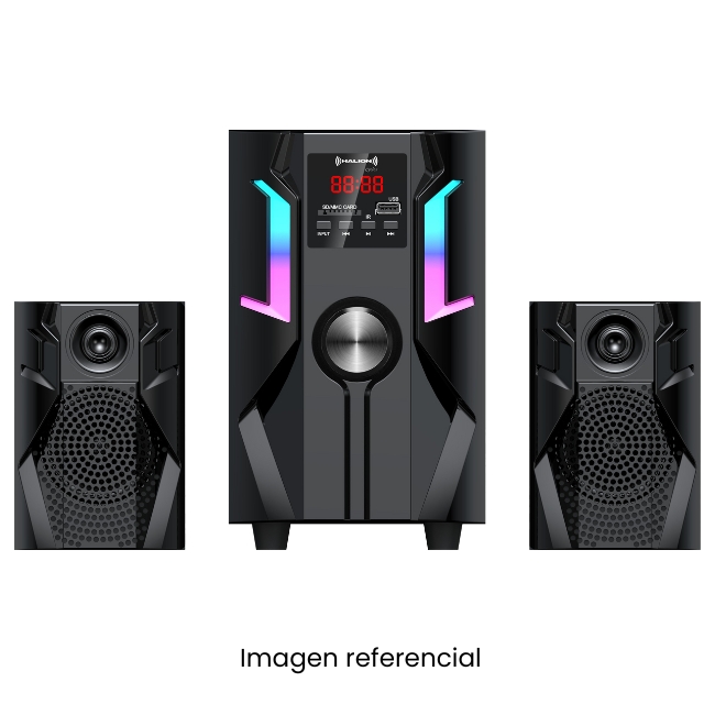 HALION PARLANTE HA-K41 CYCLON 2.1 80W 4PULG+2X3PULG USB SD BT FM RCA RGB CONTROL PANTALLA