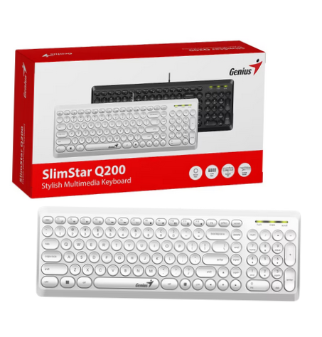 GENIUS TECLADO SLIMSTAR Q200 USB MULTIMEDIA BLANCO