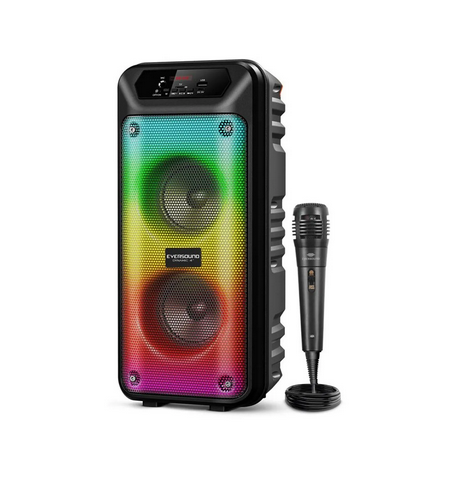 EVERSOUND PARLANTE EV5004 DYNAMIC TOWER 4PULG RGB + MICROFONO CABLEADO AMPLIFICADOR