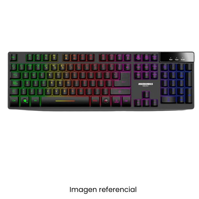 MICRONICS TECLADO GAMER NEON+ MIC K709+ MULTIMEDIA USB LED