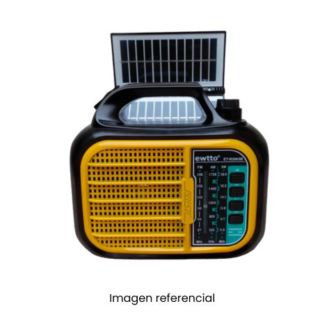 EWTTO PARLANTE RADIO FM/AM/SW BLUETOOTH + PANEL SOLAR + FOCO