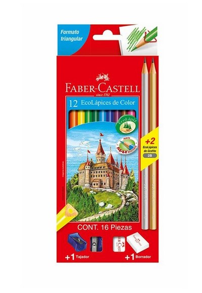 FABER CASTELL COLORES X 12 LARGO + 3 LAPIZ