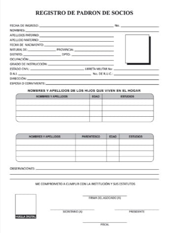 LIBRO PADRON DE SOCIOS 100FOLIOS (50HOJAS)