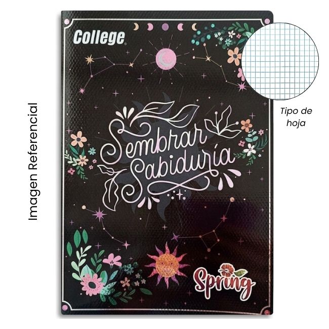 COLLEGE CUADERNO A4 CUADRICULADO SPRING 80 HOJAS 