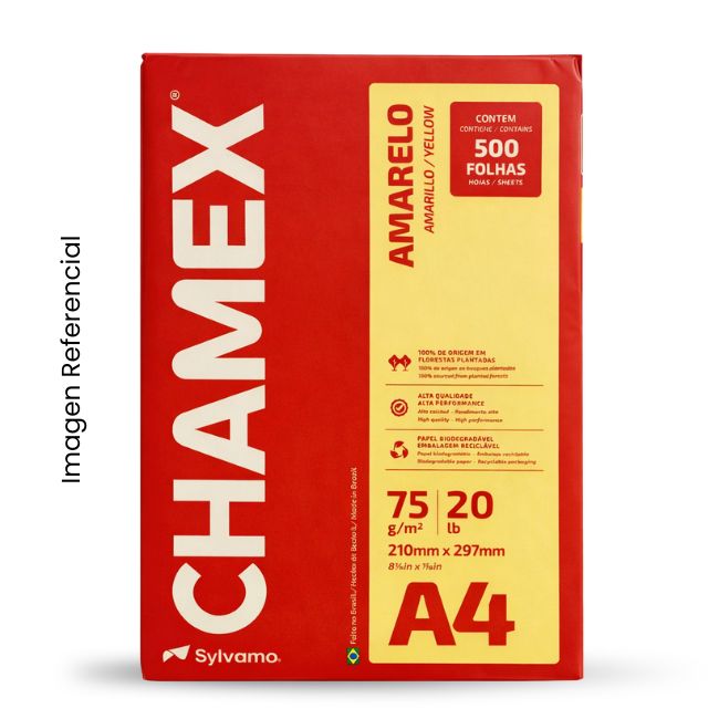 CHAMEX PAPEL BOND A4 75GR 1/2MLL AMARILLO