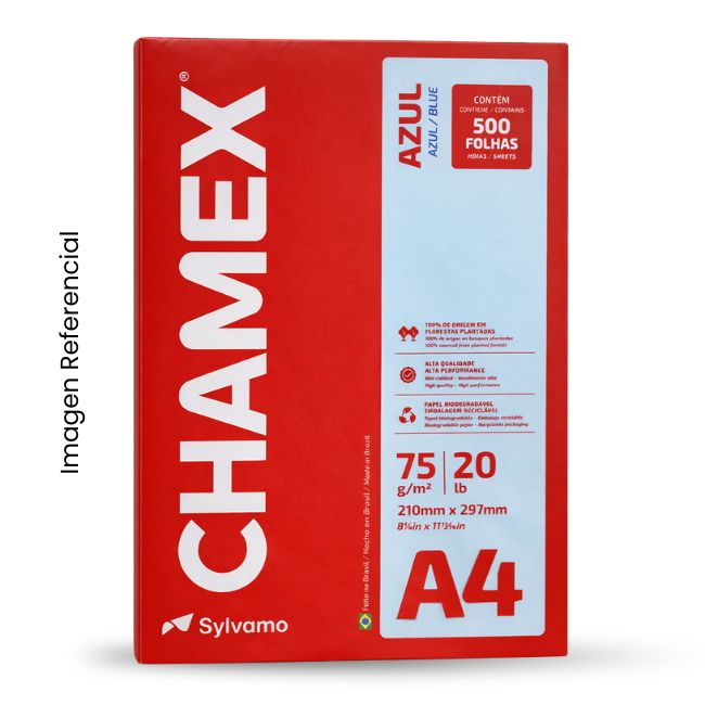 CHAMEX PAPEL BOND A4 75GR 1/2MLL CELESTE