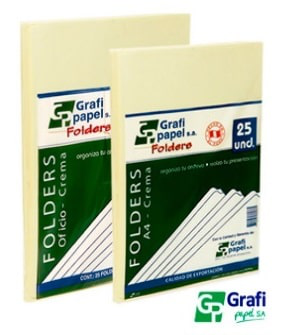 GRAFIPAPEL FOLDER MANILA A4 CREMA PQTX25