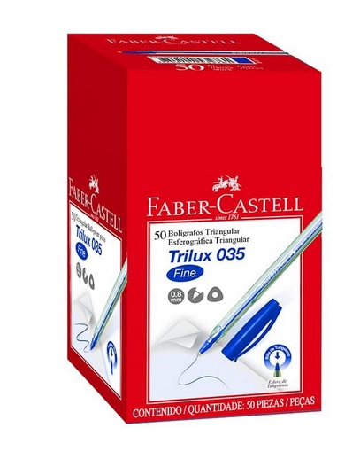 FABER CASTELL LAPICERO 035 TRILUX AZUL CAJA X 50 UND
