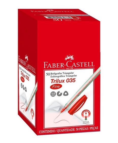 FABER CASTELL LAPICERO 035 TRILUX ROJO CAJA X 50 UND