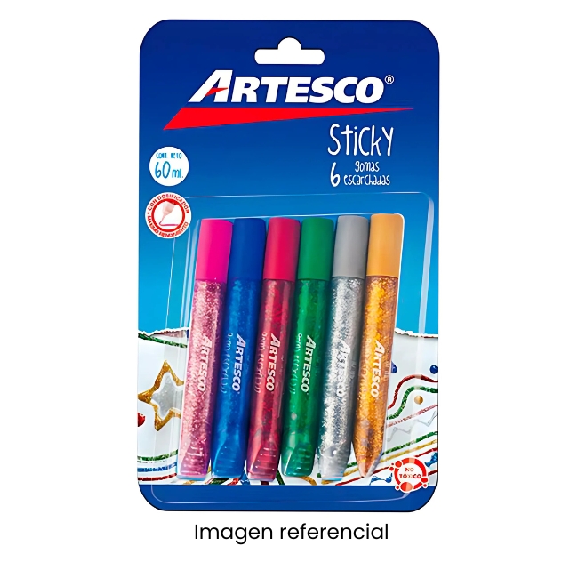 ARTESCO GOMA ESCARCHADA 10 ML PQTX6