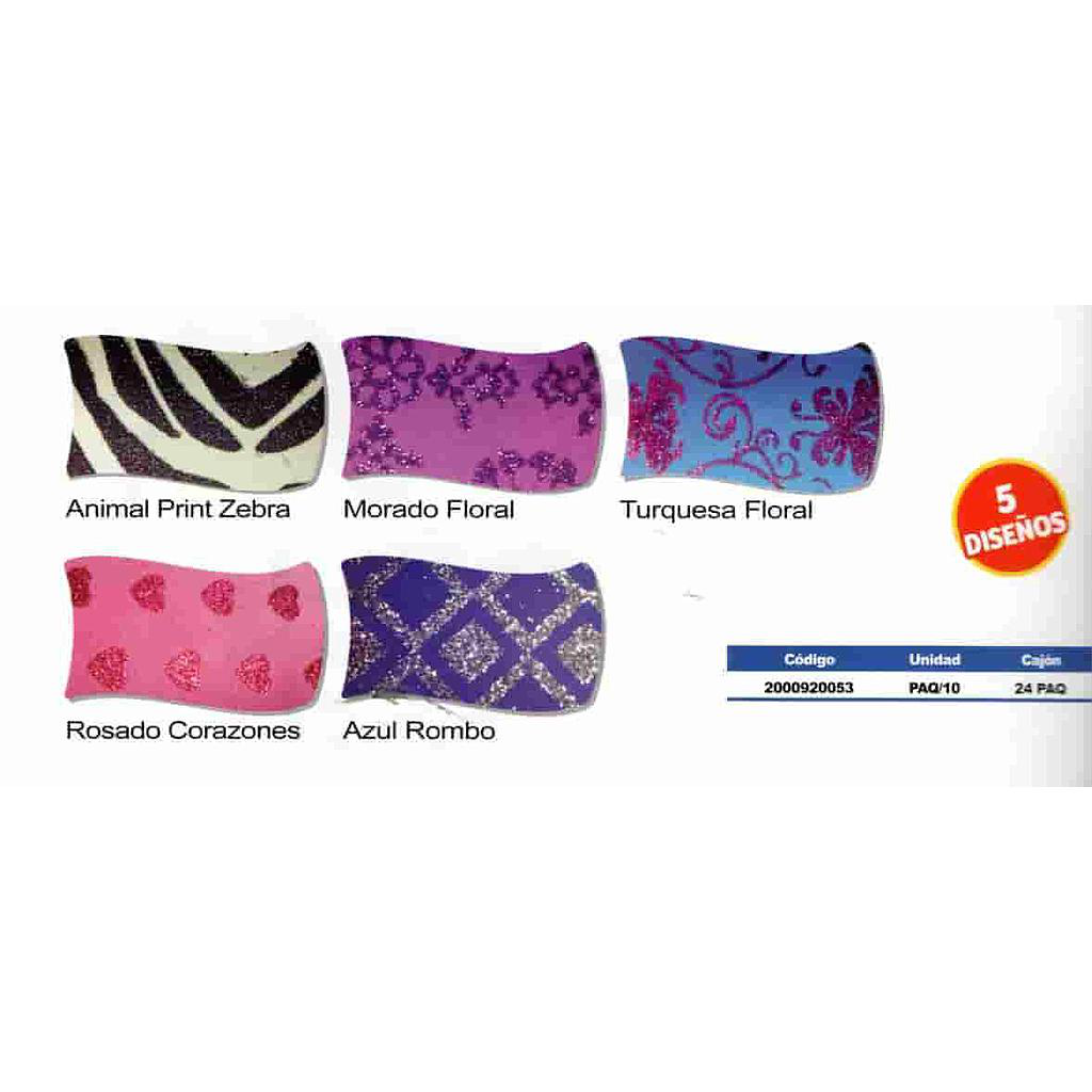 MICROPOROSO A4 ESCARCHADO ADHESIVO DISEÑOS VARIADOS 