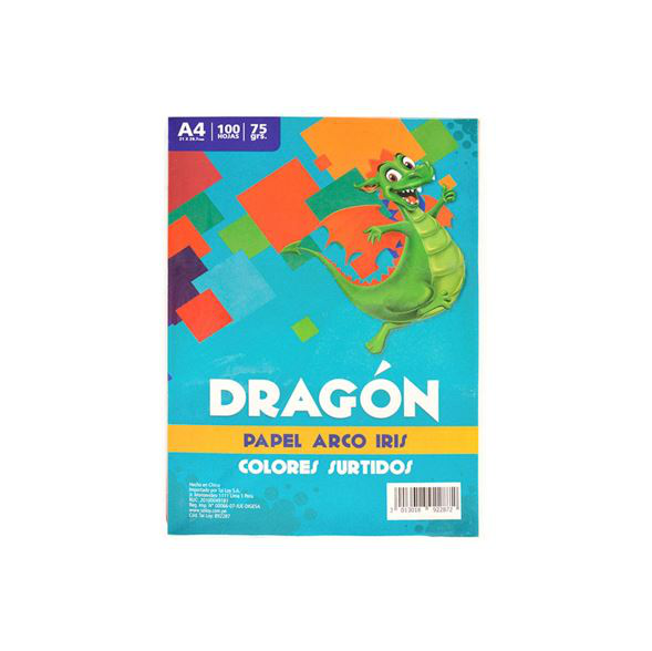 DRAGON PAPEL ARCO IRIS A4 100H SURTIDO