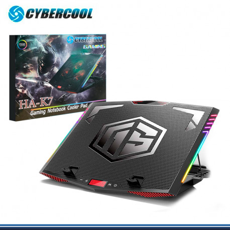 CYBERCOOL COOLER LAPTOP GAMER HA-K7 LUZ RGB + CONTROLADOR LCD