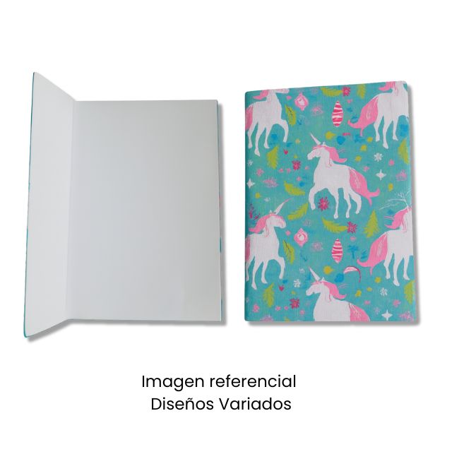 CUADERNO A5 COLOR/DISEÑO TAPA HOJAS BLANCAS 90 PAGINAS