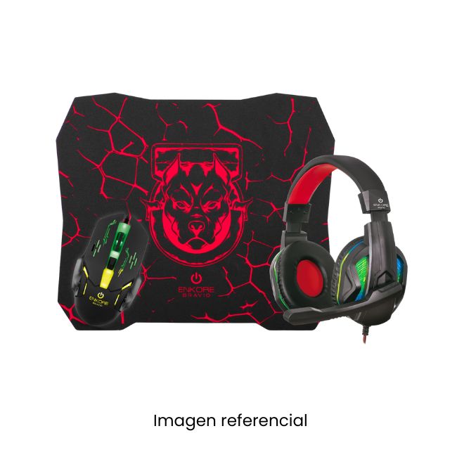 ENKORE KIT GAMER BRAVIO ENT G1000NB AURICULAR + MOUSE + PAD MOUSE