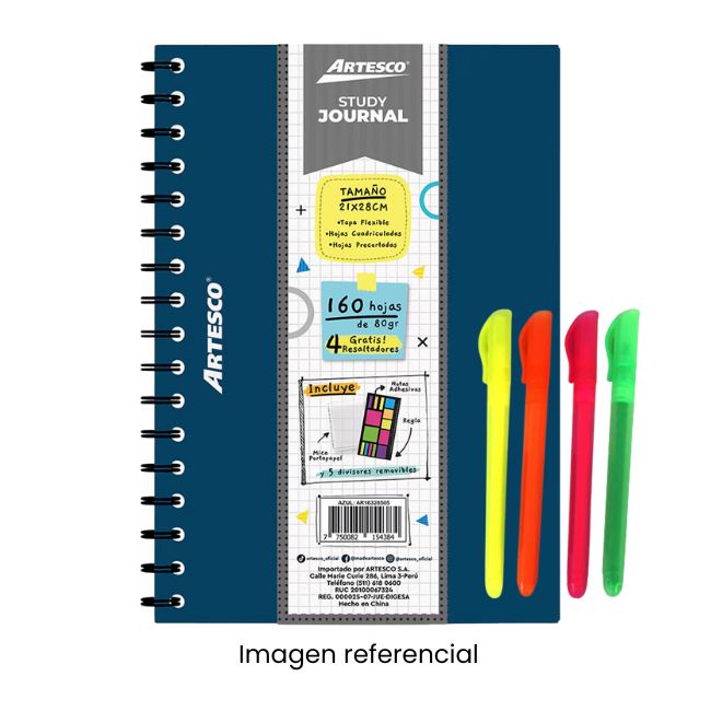 ARTESCO STUDY JOURNAL 160H 80GR + 4 RESALT AZUL